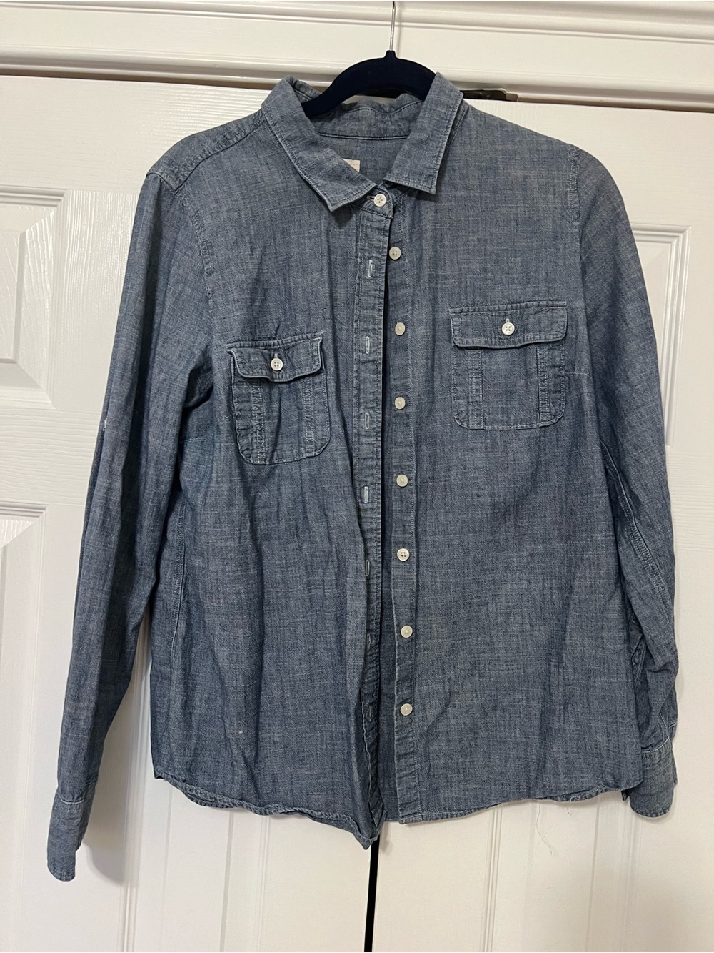 J. Crew Chambray Button-Up Shirt in Light Blue